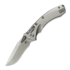 Microtech Amphibian Mini Ram-Lok Stonewash Fluted Titanium 접이식 나이프, blue accent 137MRL-10FLMS2