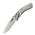 Microtech Amphibian Mini Ram-Lok Stonewash Slab Titanium 접이식 나이프, blue accent 137MRL-10MS2