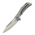 Olamic Cutlery Swish Elmax Slicer sulankstomas peilis, Zirblast Titanium & Holes