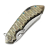 Couteau pliant Olamic Cutlery Wayfarer 247 Wharning, Scalloped Antique Entropic Titanium