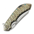 Couteau pliant Olamic Cutlery Wayfarer 247 Wharning, Scalloped Antique Entropic Titanium