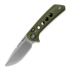 Reate PL-XF Green Micarta/Black G-10 sulankstomas peilis, Stonewash