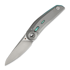 Reate VK-TRON Bead Blast Ti & Blue kääntöveitsi, Frosted Satin