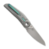 Reate VK-TRON Bead Blast Ti & Blue sulankstomas peilis, Frosted Satin