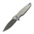 Spartan Blades Pandia Damascus foldekniv, Satin/Blasted Titanium & Blue HW