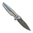 Spartan Blades Pandia Damascus foldekniv, Satin/Blasted Titanium & Blue HW