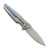 Navalha Spartan Blades Pandia, Satin/Blasted Titanium & Blue HW, Stonewash