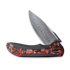 We Knife Equivik Damasteel, Polished Gray Ti, Lava Flow Fat CF WE23020-DS1