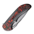 We Knife Equivik Damasteel, Polished Gray Ti, Lava Flow Fat CF WE23020-DS1