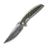 We Knife - Quinseris Damasteel, Crystalized Silver Ti/Jungle Wear