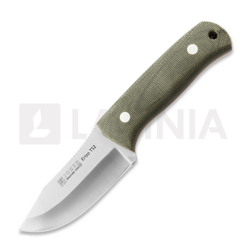 Joker Erizo TS2 Green Canvas Micarta knife, Kydex + Fire steel